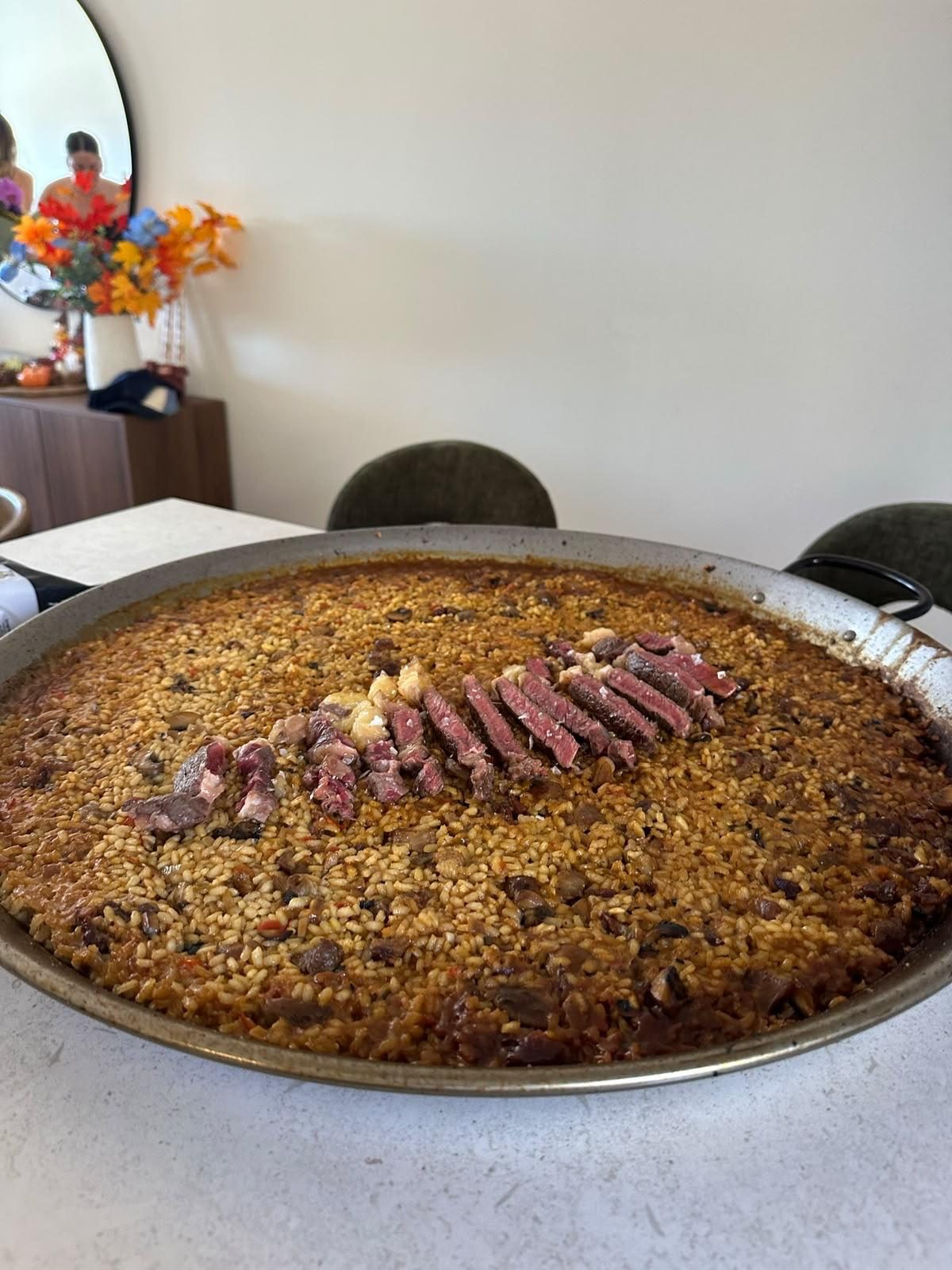 Arroz rematado con solomillo